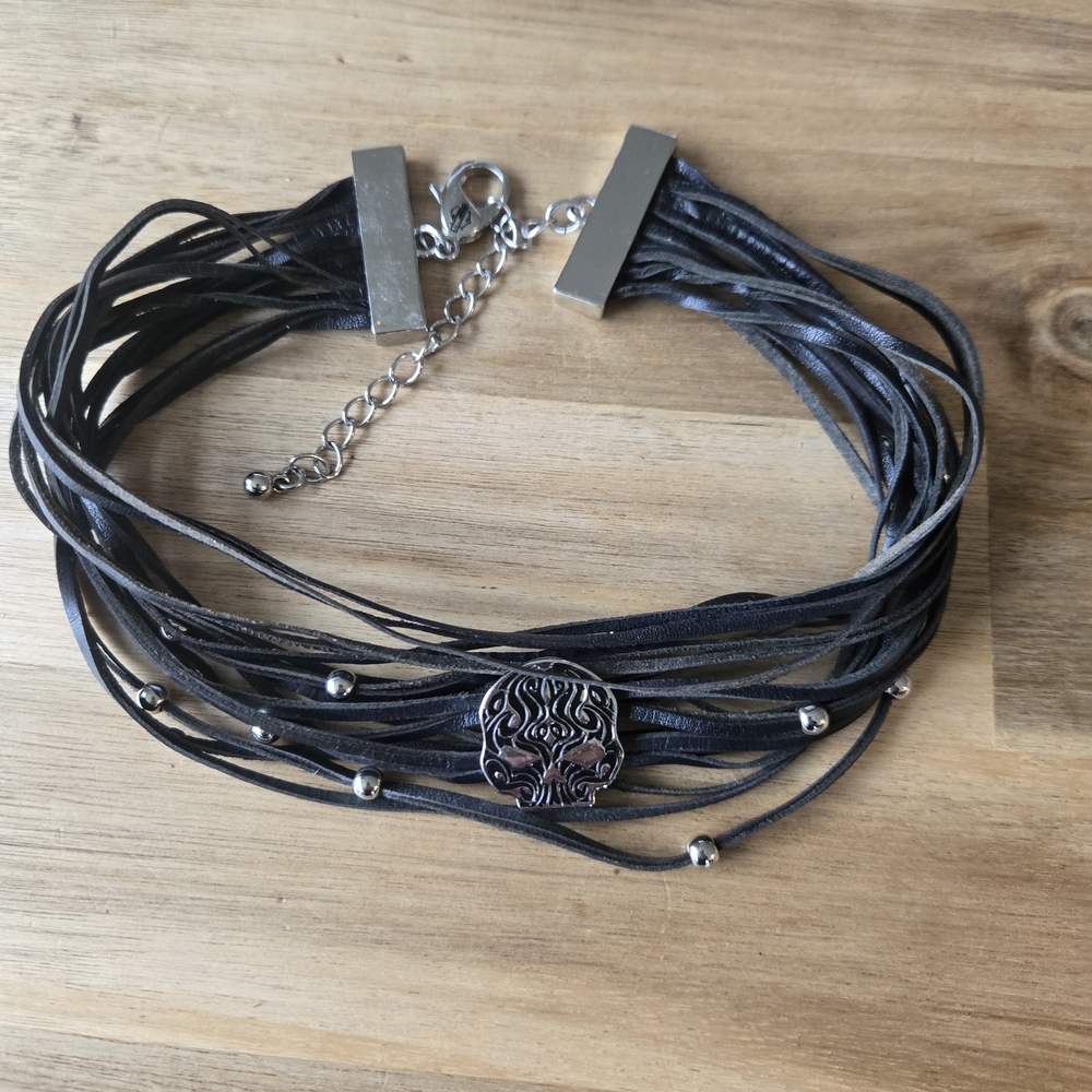 Harley Davidson Willie G Layered Black Leather Choker